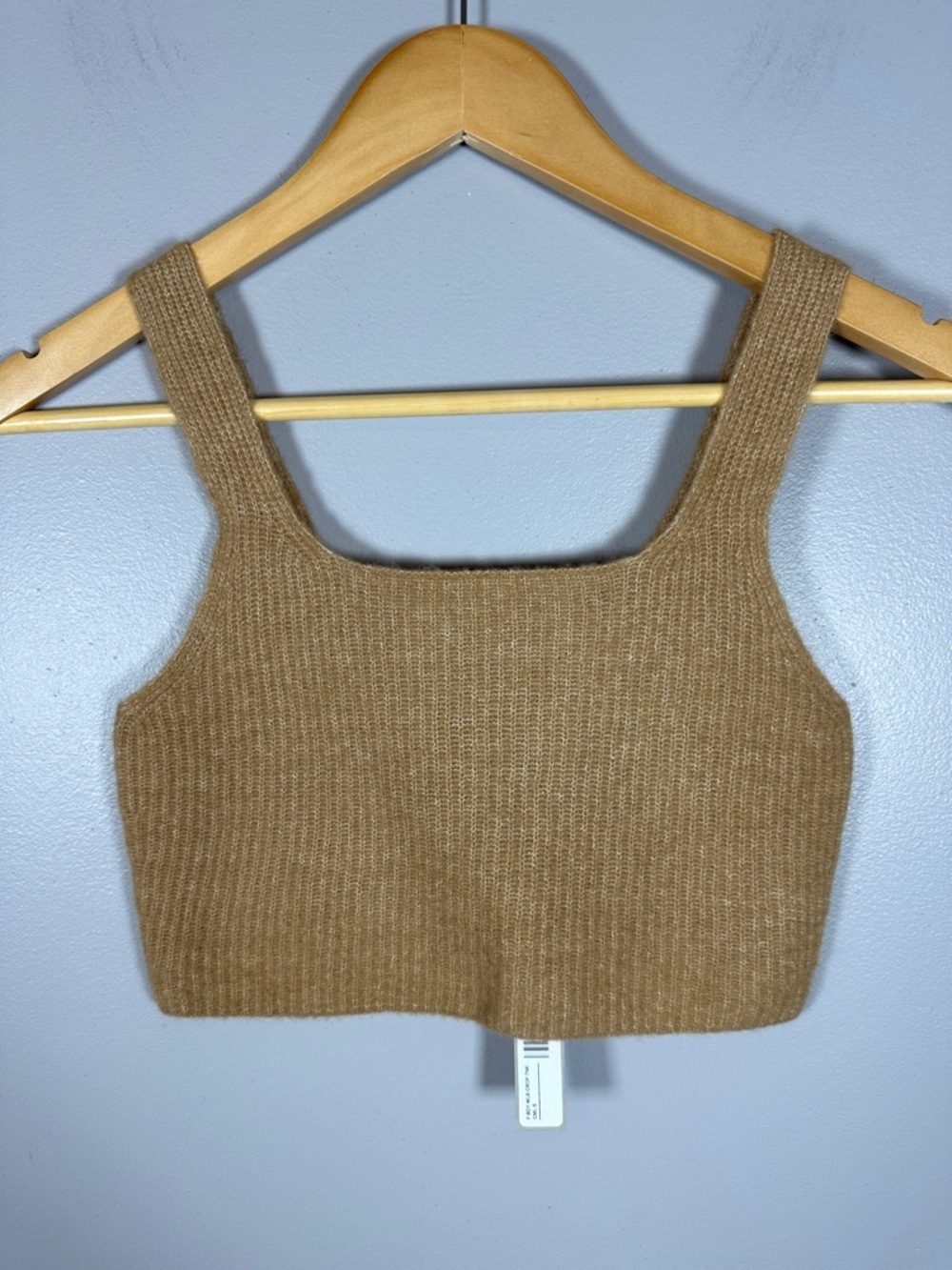 Everlane The Cozy Stretch Cropped Tank Wool Blend Camel Small NWT - Picture 3 of 9